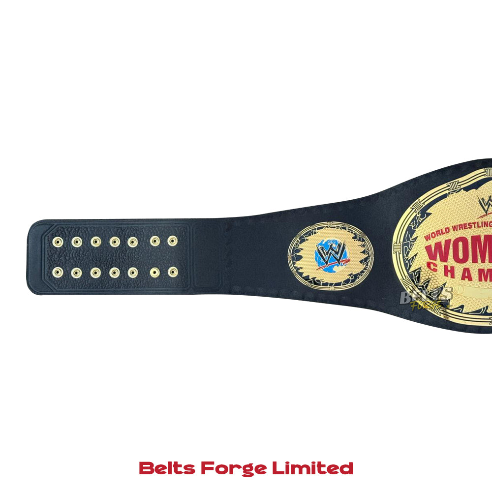 WWE women's championship belt on a white background with 'Belts Forge Limited' text.