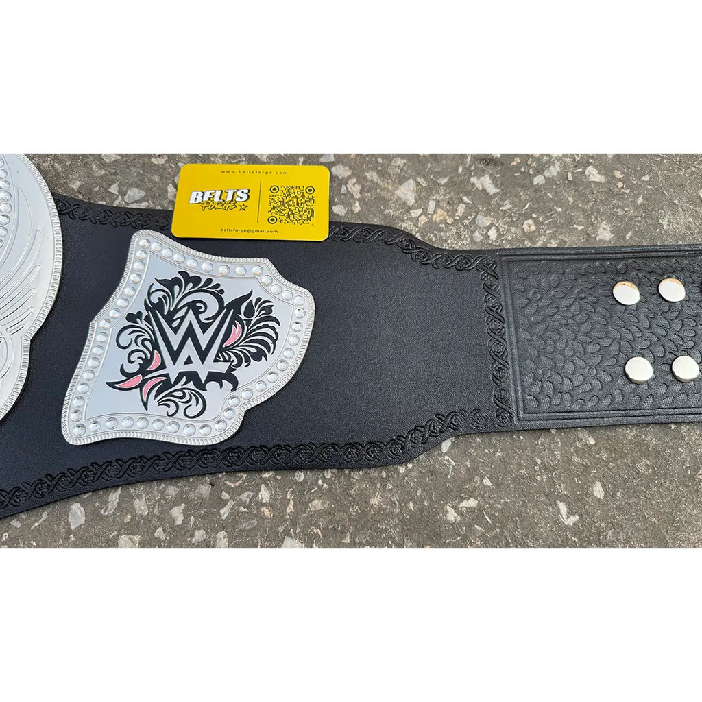 Genuine cowhide leather strap and brass button closure on Divas Championship Belt