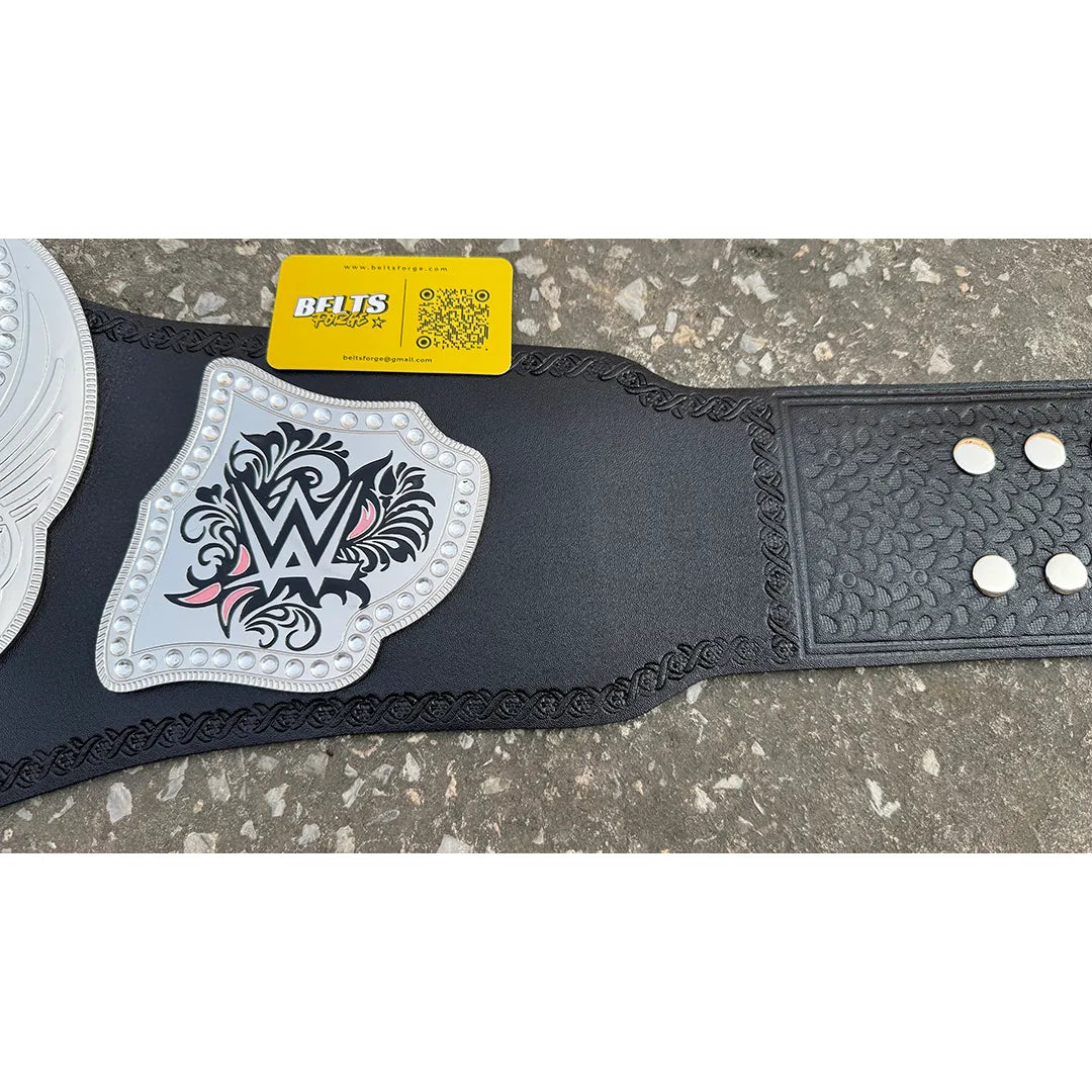 Genuine cowhide leather strap and brass button closure on Divas Championship Belt