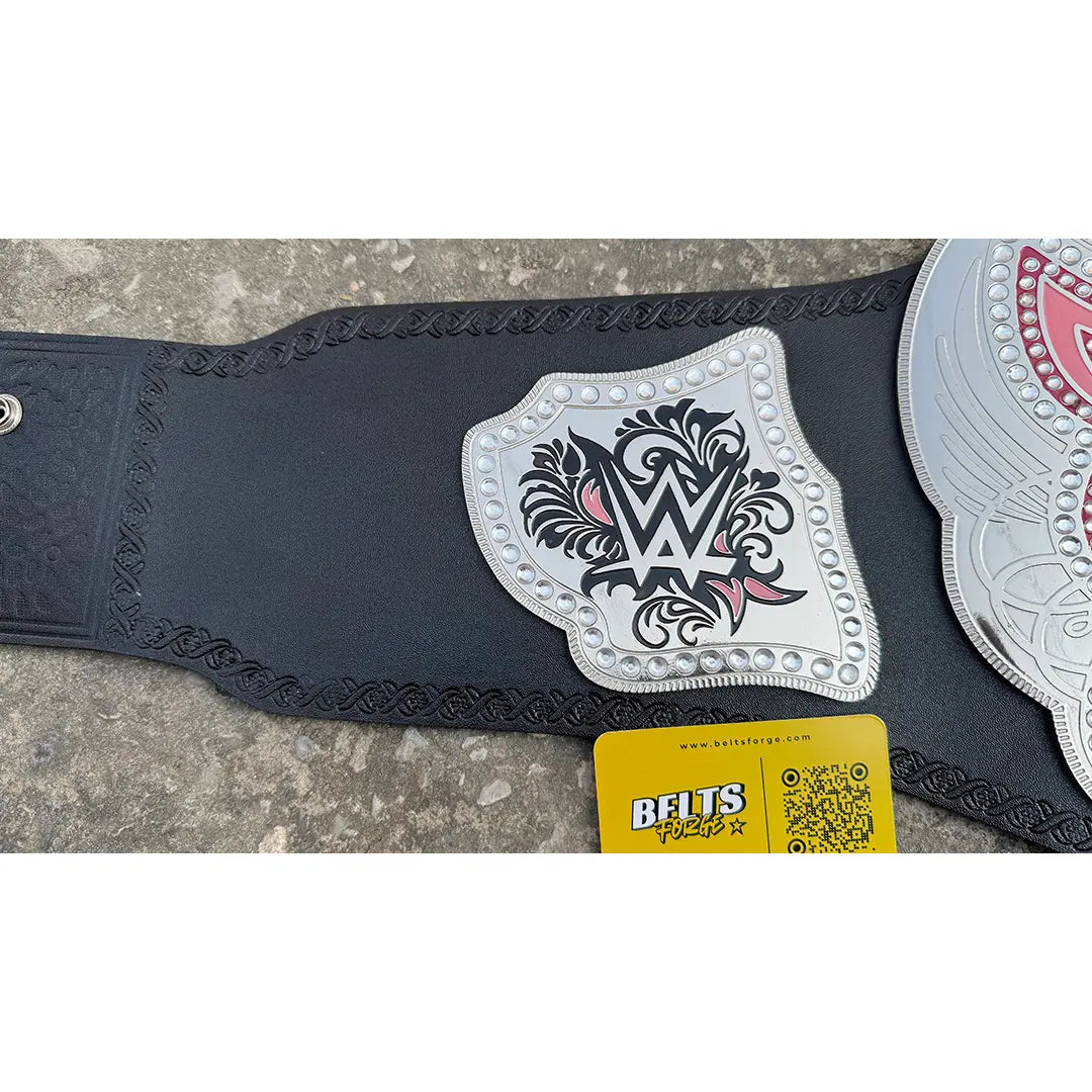 Genuine cowhide leather strap and brass button closure on Divas Championship Belt