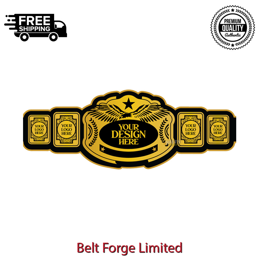 High quality heavyweight award belt showing 7 colour genuine leather strap options, perfect for sports team awards and events