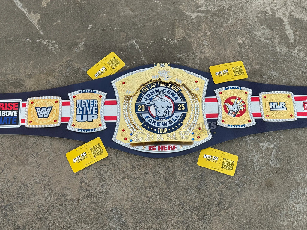 John Cena Farewell Tour Chicago 2025 Belt angled right profile showing center plate and HLR Chicago side plates