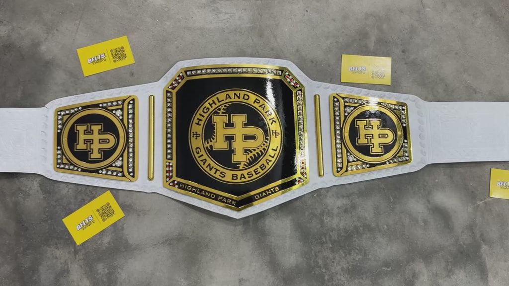 Highland Park Giants Baseball Championship Belt, Custom Team Award with Genuine Leather Strap