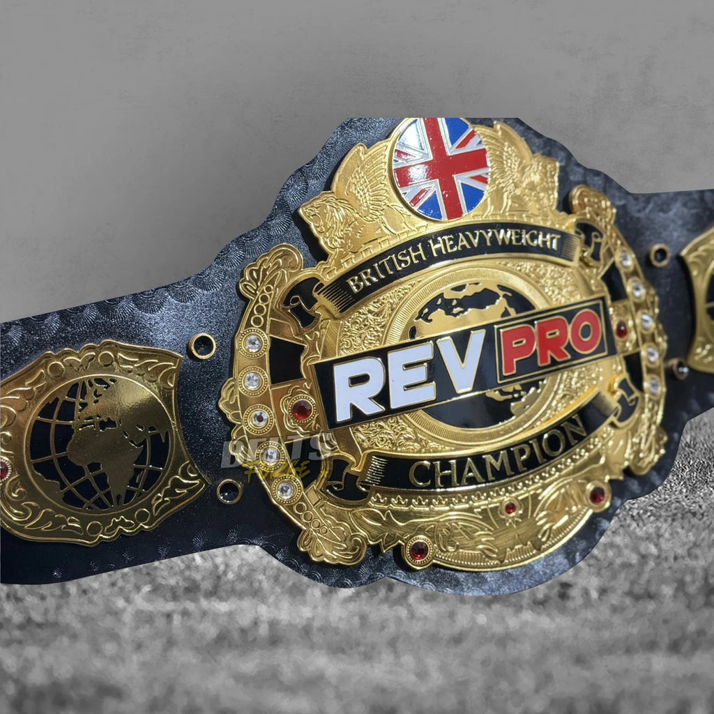 British Heavyweight Championship Belt center plate close-up showing British Heavyweight Champion text detail