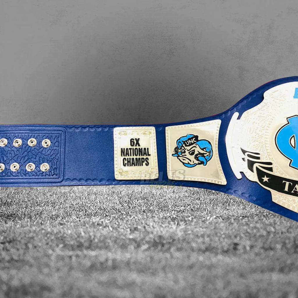 UNC Tar Heels ACC Championship Belt left strap Ram mascot side plate marking six national championships