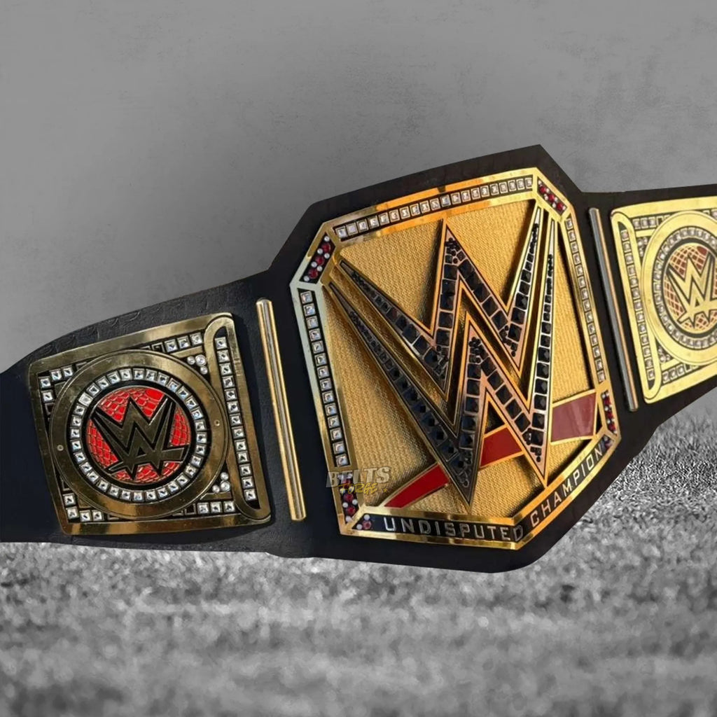 Undisputed Championship Belt gold version right angled view showing center and right side plate
