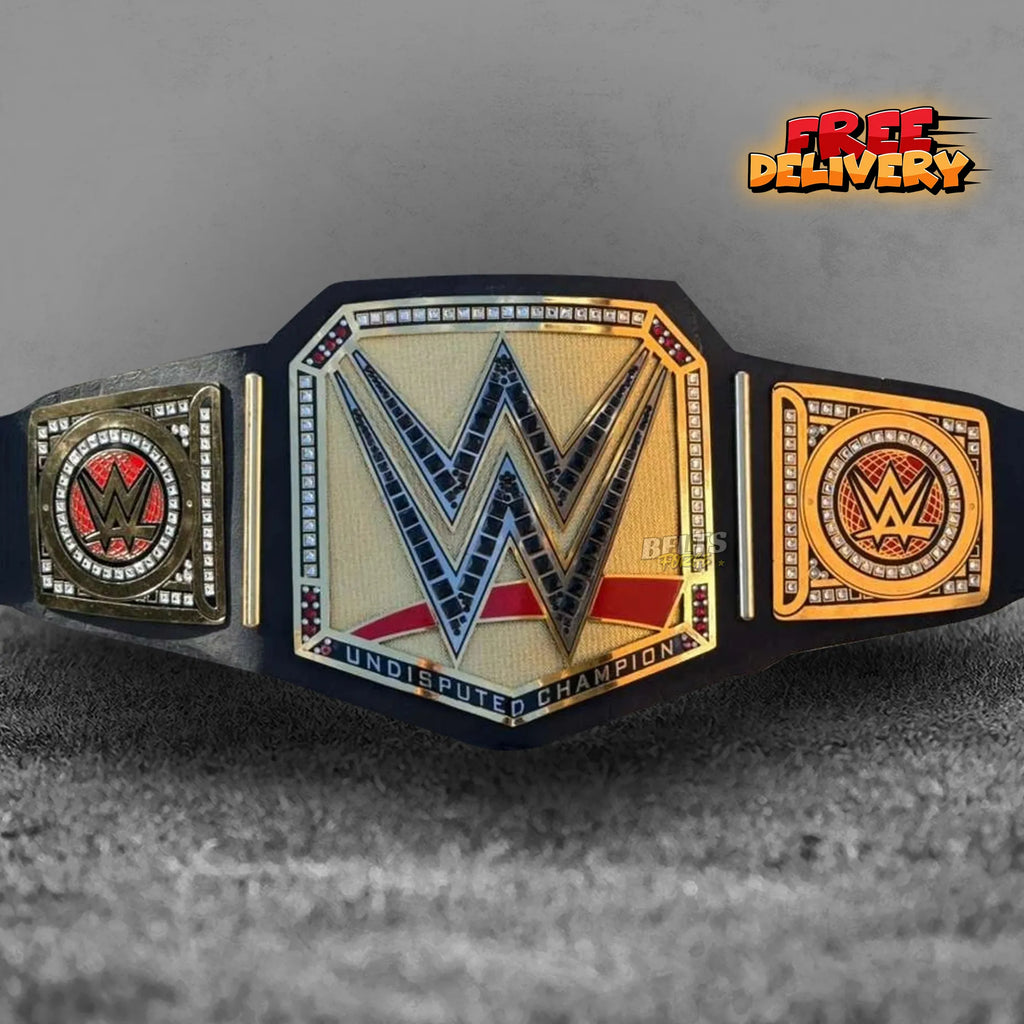 Undisputed Championship Belt promotional front view showing silver W logo center plate by Belts Forge