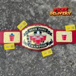 Beer pong championship belt for party game winners