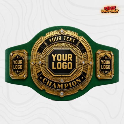 Custom champion award belt with round medallion sunburst design