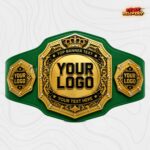 Custom championship belt with octagon crown medallion design