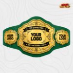 Custom Gold Filigree Banner Championship Belt, Dual Text Banner Design - Image 3