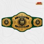 Custom Gold Baroque Banner Championship Belt, Top and Bottom Text Design - Image 3