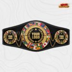 Custom World Flags Boxing Championship Belt, Chain Link Design