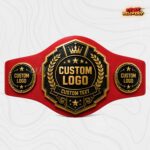 Custom Crown Octagon Championship Belt, Laurel Wreath and Riveted Plates - Image 3