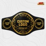 Black and gold star championship belt with lightning crack design