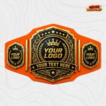 Custom Black and Gold Filigree Medallion Championship Belt, Crown and Laurel Design - Image 5