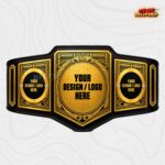Custom Damask Shield Championship Belt, Gold and Black Two Tone Design