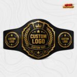 Custom MMA championship belt with crown octagon and laurel design