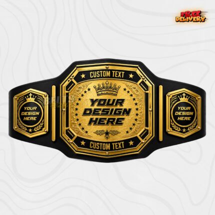 Custom crown star championship belt with gold plated brass plates