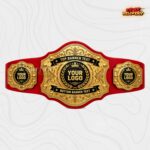 Custom Gold Baroque Banner Championship Belt, Top and Bottom Text Design - Image 4