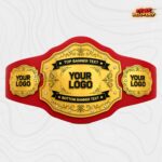 Custom Gold Filigree Banner Championship Belt, Dual Text Banner Design - Image 2