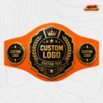 Custom Crown Octagon Championship Belt, Laurel Wreath and Riveted Plates - Image 4