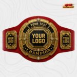 Custom champion award belt with round medallion sunburst design