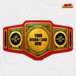 Custom Damask Shield Championship Belt, Gold and Black Two Tone Design - Image 4