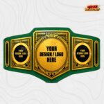 Custom Damask Shield Championship Belt, Gold and Black Two Tone Design - Image 3