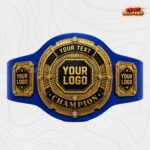 Custom champion award belt with round medallion sunburst design