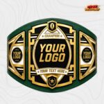 Custom Fantasy Football Trophy Belt, Art Deco Gold and White Plates - Image 2
