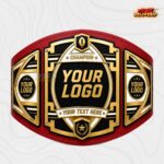 Custom Fantasy Football Trophy Belt, Art Deco Gold and White Plates - Image 3