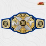 Custom silver and gold championship belt with X plate design