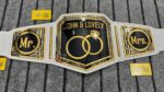 Just Married Mr and Mrs Wedding Championship Belt, Gold-Plated Brass Plates and White Genuine Leather Strap - Image 4