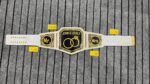 Just Married Mr and Mrs Wedding Championship Belt, Gold-Plated Brass Plates and White Genuine Leather Strap - Image 5